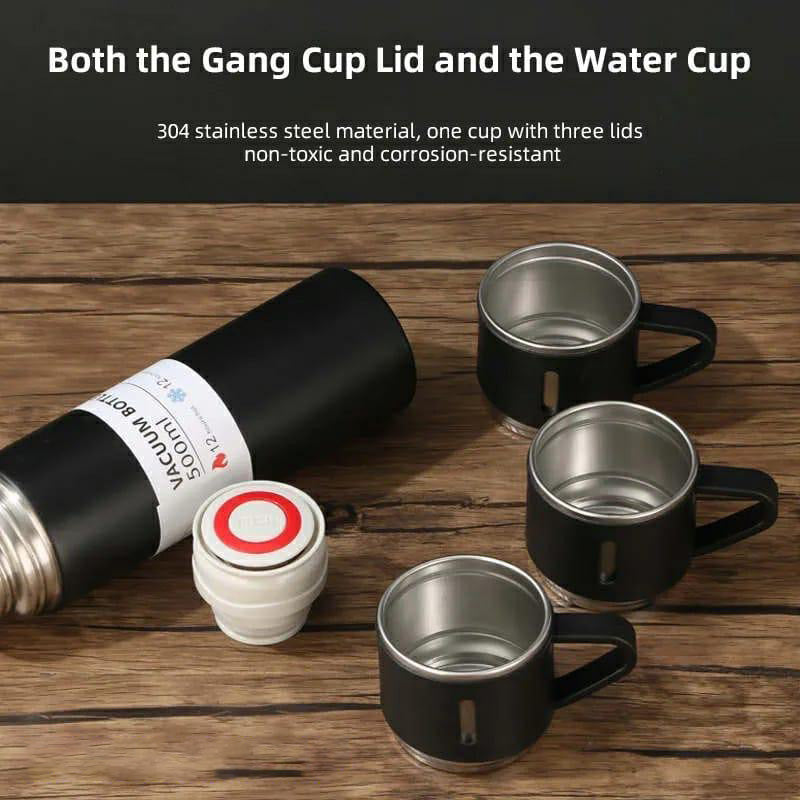 3-in-1 Thermos Vacuum Flask and Cup Set for Hot & Cold Drinks