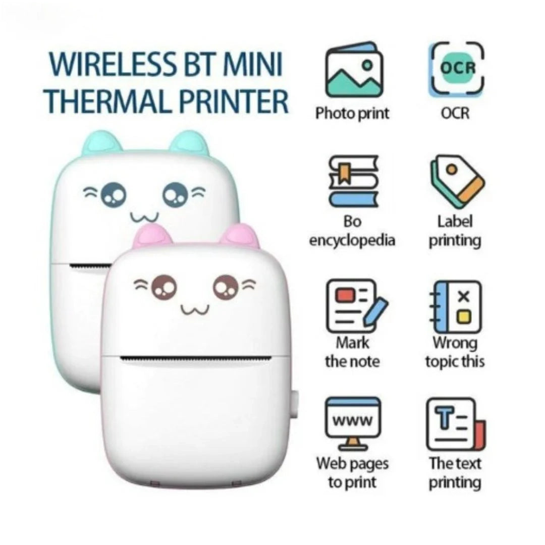 Wireless Bluetooth Pocket Mini Printer - Portable Inkless Thermal Printer (Random Colors)